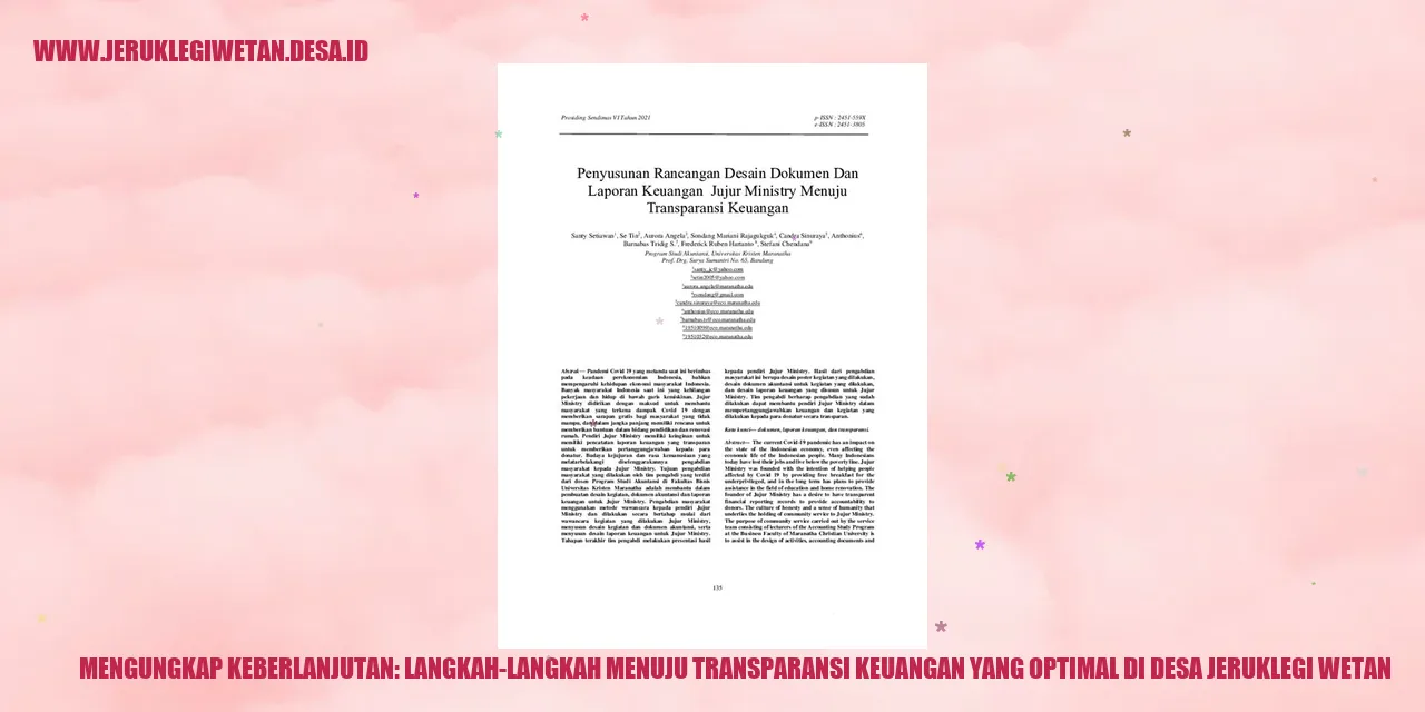 Mengungkap Keberlanjutan: Langkah-langkah Menuju Transparansi Keuangan yang Optimal di Desa Jeruklegi Wetan