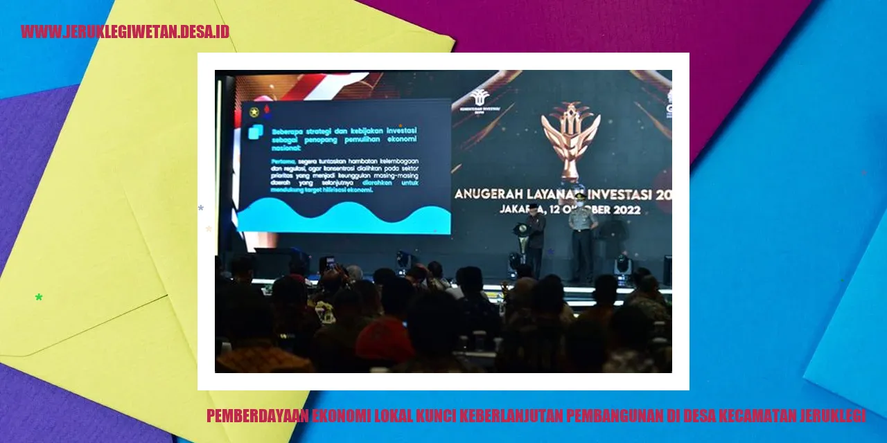 Pemberdayaan Ekonomi Lokal: Kunci Keberlanjutan Pembangunan di Desa Kecamatan Jeruklegi