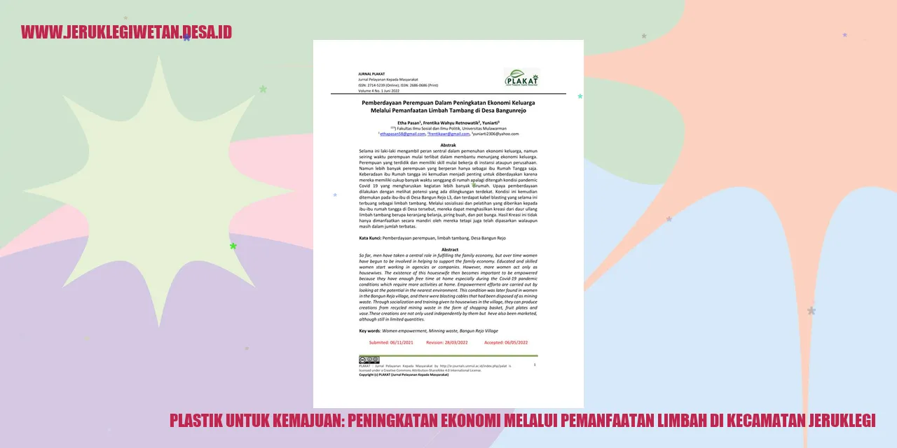 Plastik untuk Kemajuan: Peningkatan Ekonomi melalui Pemanfaatan Limbah di Kecamatan Jeruklegi